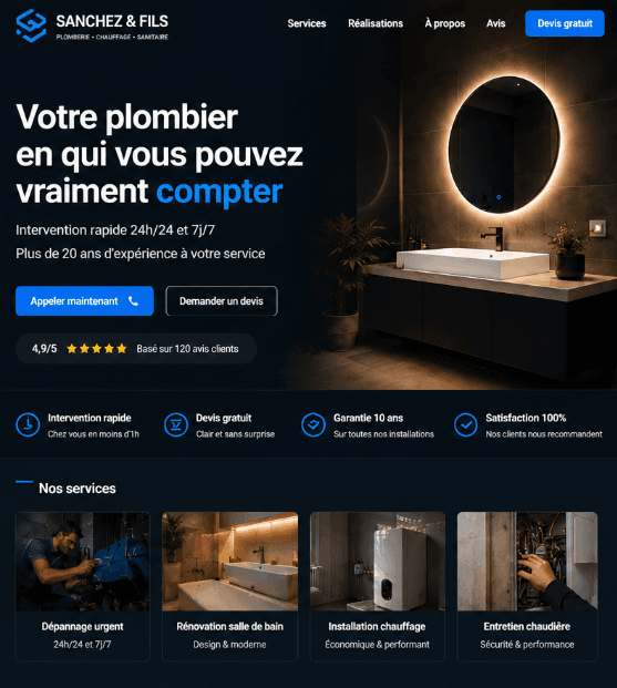 Site après refonte — Plomberie Sanchez & Fils