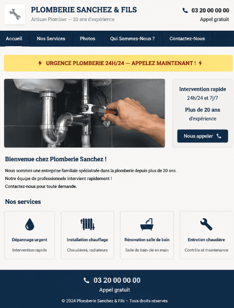 Site avant refonte — Plomberie Sanchez & Fils